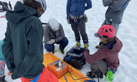 Students using radar on the Juneau Icefield