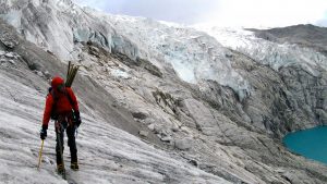 climbing around on a glacier