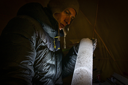 Mario Potocki Inspecting Ice Core.