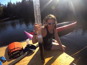 Extracting soil sediments from Sargent Mountain Pond, Acadia National Park