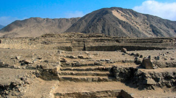 Temple of the Amphitheatre Photo in Caral, Peru.