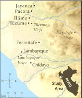 Map of Lambayeque Valley, Peru