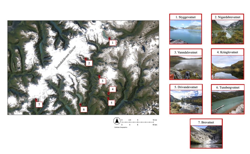 Site map of sampled glacial lakes.