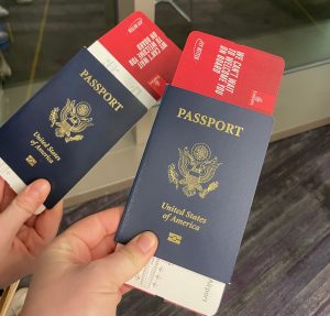 A photo of two passports