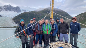 Group photo of field team on board the Ocean Tramp.