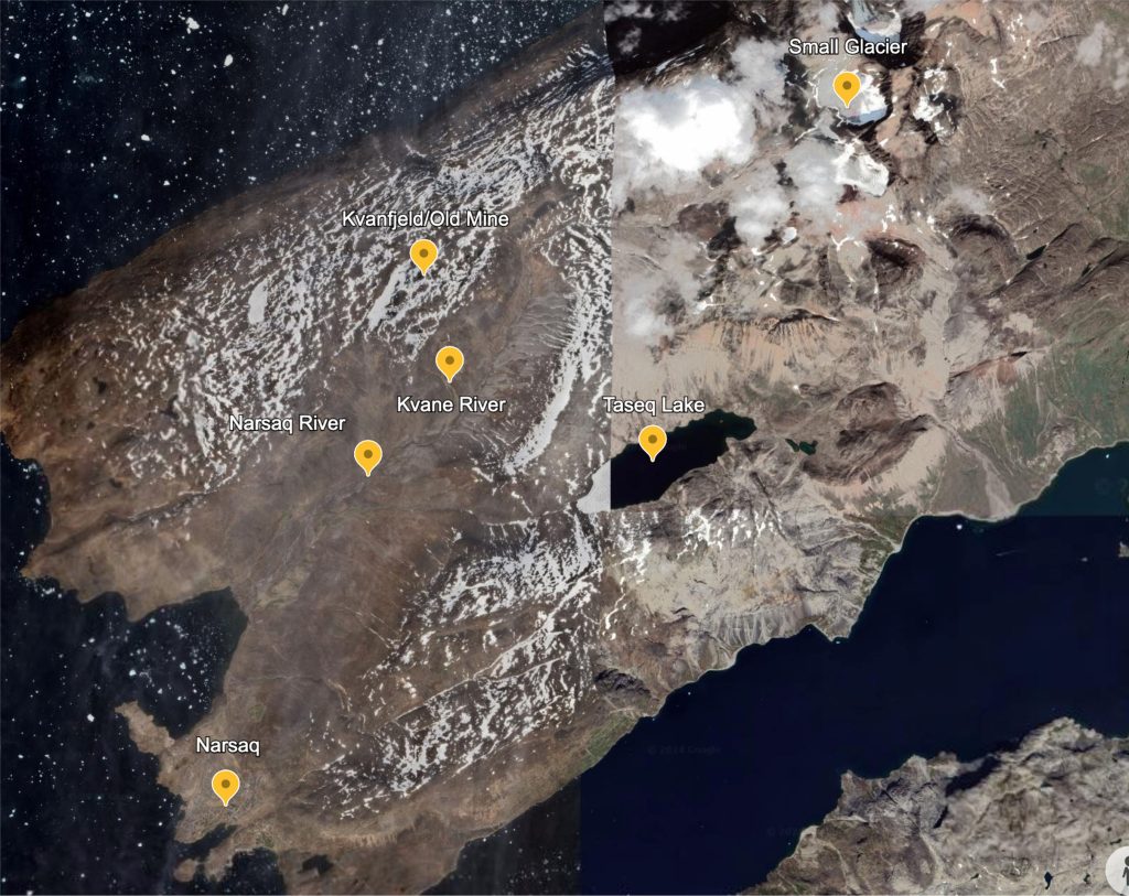 Narsaq sampling focus area map.