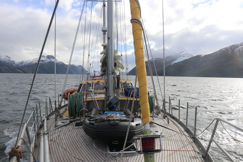 Photo of sailing yacht, the Ocean Tramp that transported field team to research location.