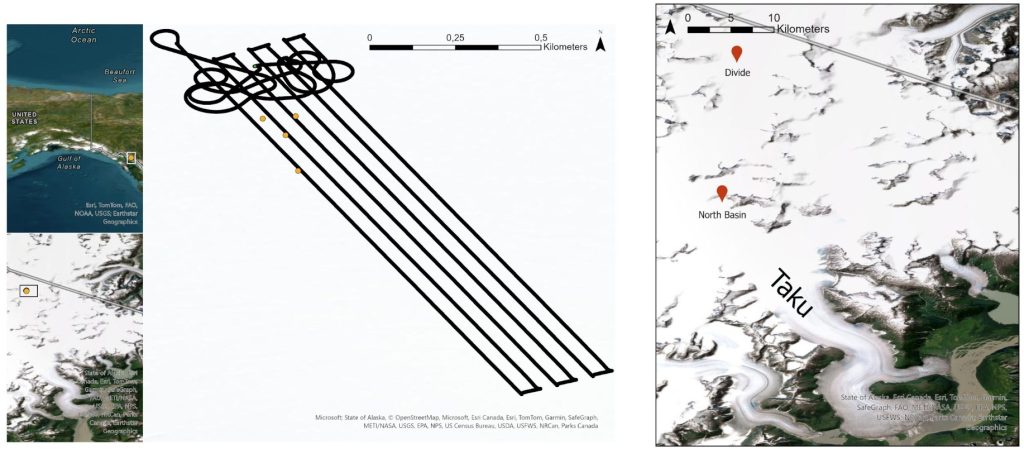 Study area map - Taku Glacier, Juneau Icefield, Alaska