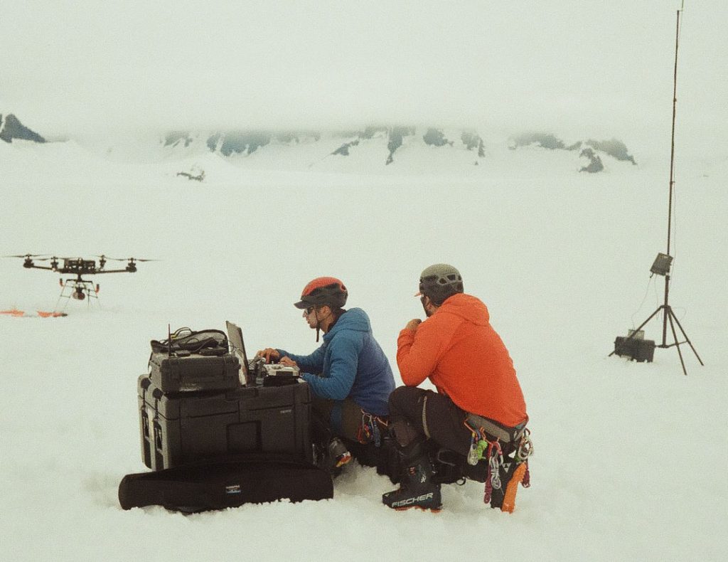 Reviewing Drone setup on site.